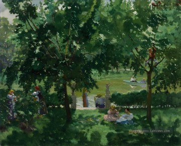 Scène de rivière Konstantin Somov Peinture à l'huile
